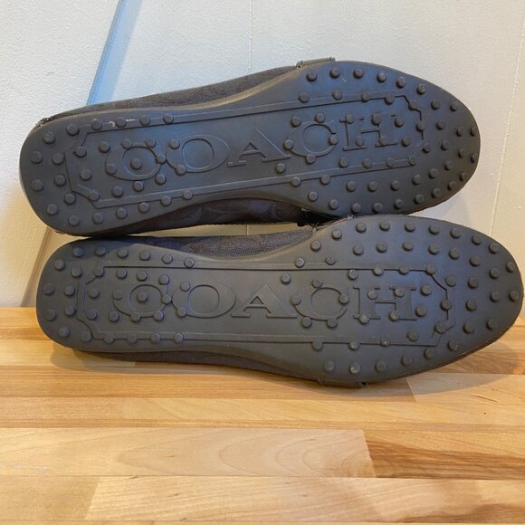 Coach Womens Felisha style Black Signature Canvas & Patent Leather Loafers Size - Picture 11 of 16